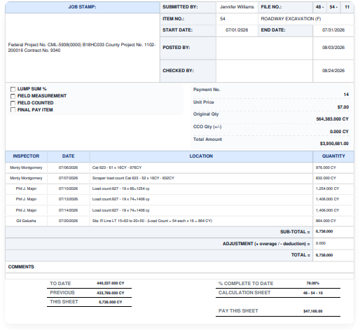 CMIS project progress payment screenshot