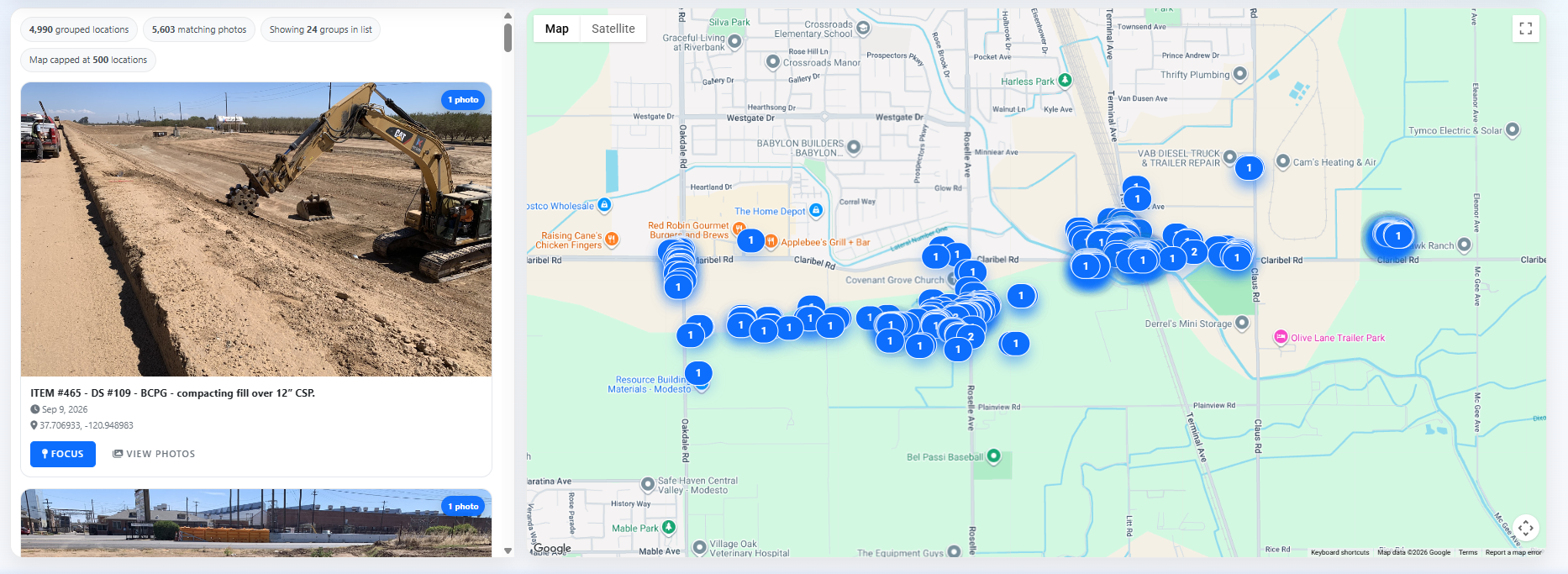 CMIS mapped project photos screenshot